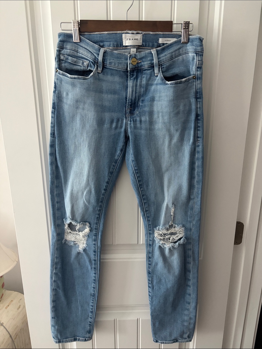 Frame Denim Le Garçon Light Wash Distressed Boyfriend Jeans